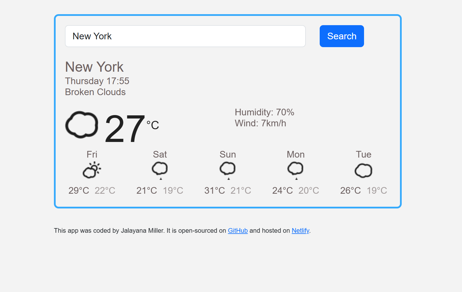 React Weather App Project Preview
